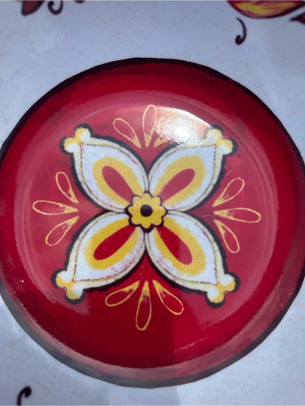 Red and Yellow Decorative Plastic Resin Bowl